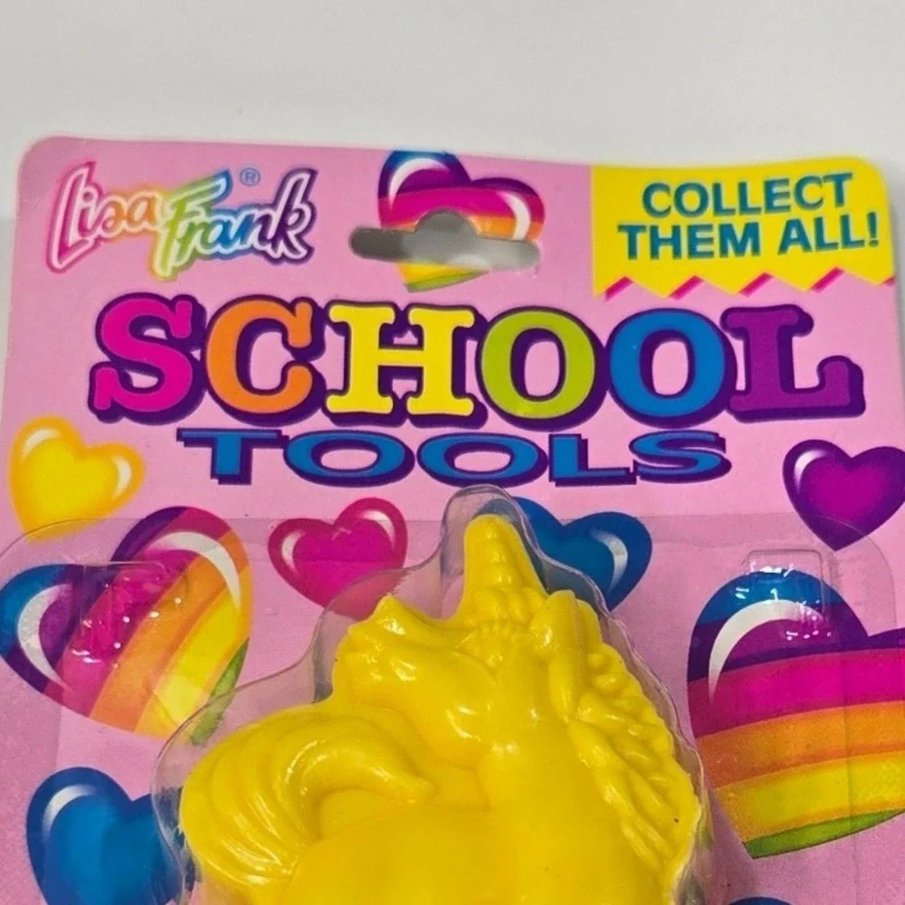 Vintage Lisa Frank Yellow Unicorn Pencil Sharpener School Stationery 1989 New